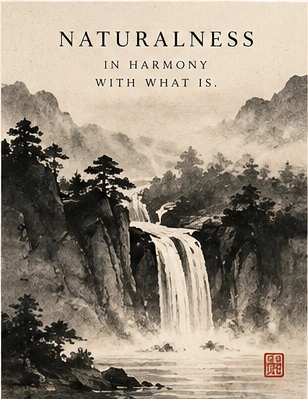 Naturalness — original sumi-e illustration with philosophical principle